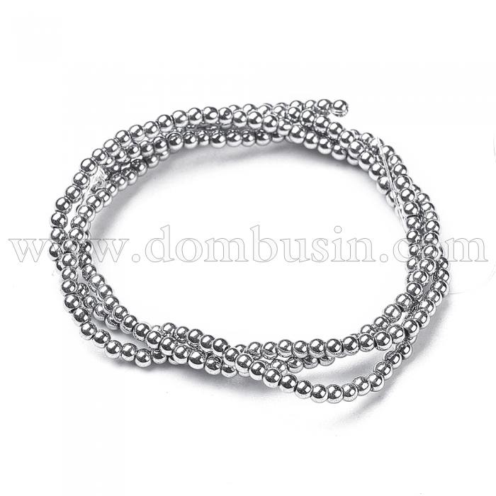 Бусины Синтетический Гематит, Немагнитный, на нитях, Круглые, Серебро, 2мм, Отв. 0.6мм, около 212шт/37см/нить, (УТ100018720)