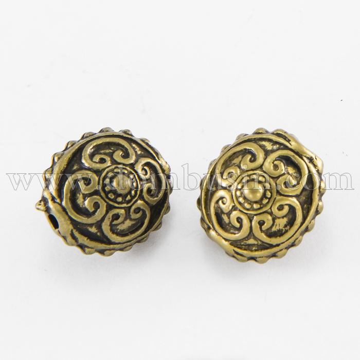 Бусины Акриловые Античные, Круглые Плоские, Цвет: Бронза, Размер: 15x14х11.5мм, Отверстие 2мм, ок 25шт/25г, (УТ100018797)