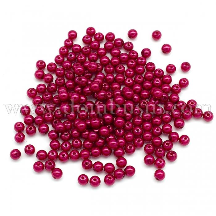 Перли Намистини Пластикові ABS, Глянцеві, Круглі, Колір: Червоний, Розмір: Діаметр 6мм, Отвір 2мм, близько 250шт / 25г, (УТ100018810)