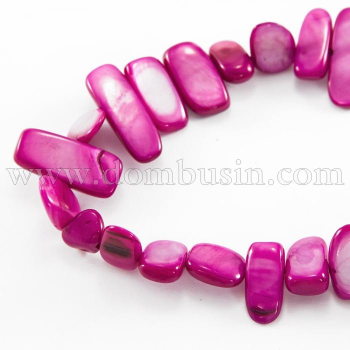 Бусины Речной Перламутр, Самородок, Окрашенные, Цвет: Фуксия, Размер: 6-25x4-14x3-7мм, Отверстие 1мм, около 96-100шт/80см/нить. (УТ100018869)