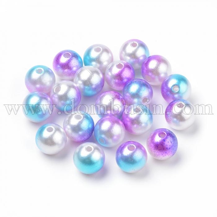 Перли Намистини Акрилові, Круглі, Колір: Пурпурний, Розмір: Діаметр 10мм, Отвір 1.5мм, близько 45шт / 25г, (УТ100018899)