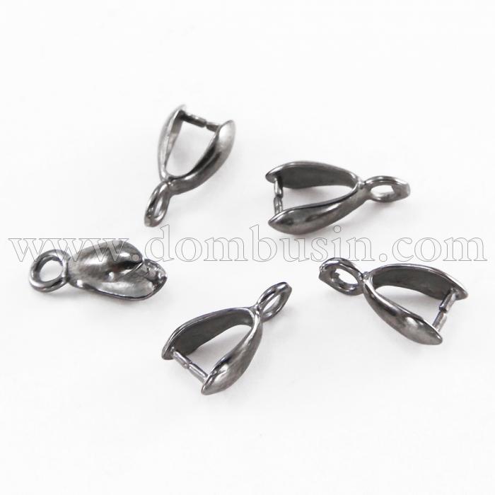 Тримач для кулонів, Латунь, Клас АА, Колір: Збройна Сталь, Розмір: 11х6х4.5мм, Отвір 2мм, Пін 1мм, (УТ100018981)