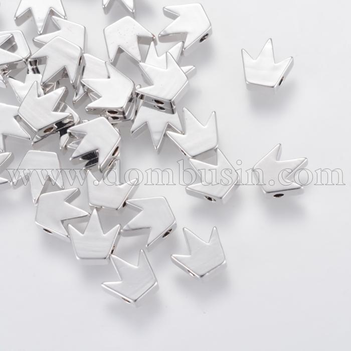 Намистини, Латунь, Корона, Колір: Покриття платини, Розмір: 8х8х3мм, Отвір 1.5мм, (УТ100019017)