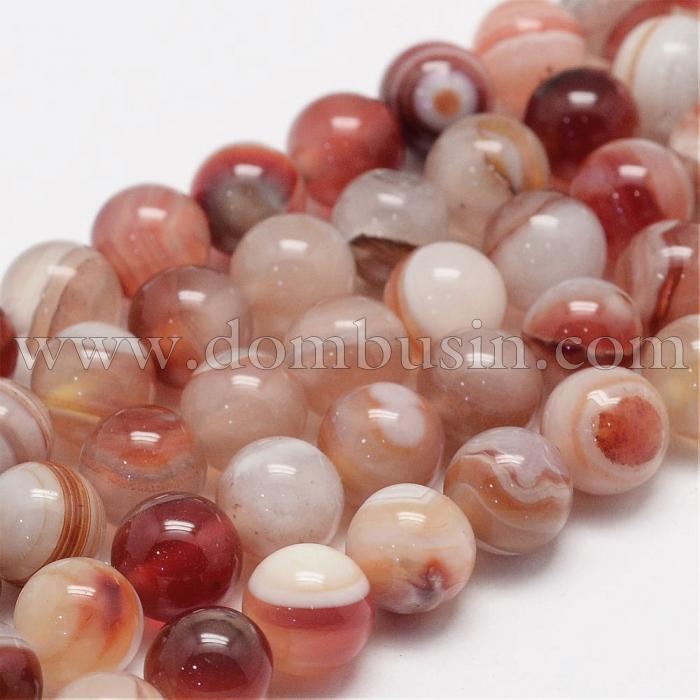 Бусины Натуральный Сардоникс, Круглые, Класс А , Цвет: Светло-лососевый, Диаметр: 6мм, Отв. 1мм, около 62шт/38см/нить, (УТ100019246)
