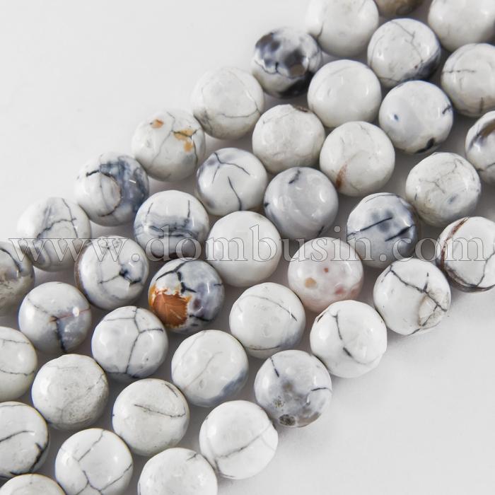 Бусины Натуральный Агат, Круглые, Граненые, Окрашенные, Класс А, Цвет: Белый, Диаметр: 10мм, Отв. 1мм, около 37шт/38см/нить, (УТ100019267)