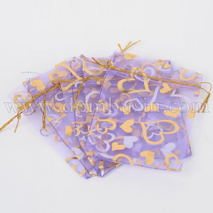 Подарунковий Мішечок з Органзи, Прозорий, Колір: Бузковий, Розмір: 18x13см, (УТ100019258)