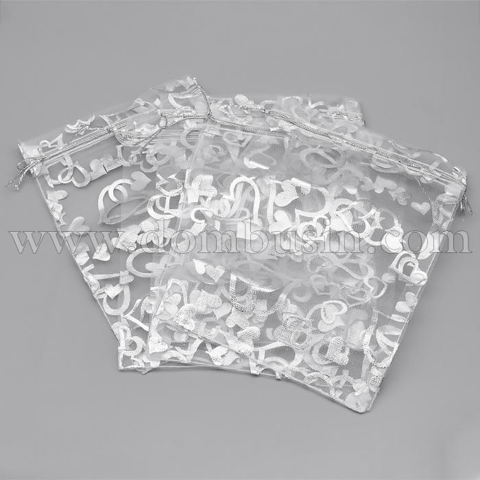 Подарунковий Мішечок з Органзи, Прозорий, Колір: Сріблястий, Розмір: 18x13см, (УТ100019260)