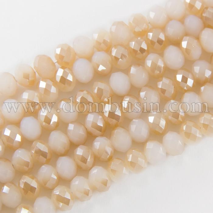 Бусины Гальваника, Стеклянные, Имитация Нефрита, Граненые, Рондель, Старое Кружево, 8х6.5мм, Отверстие: 1мм, около 70шт/46см/нить (УТ100019349)