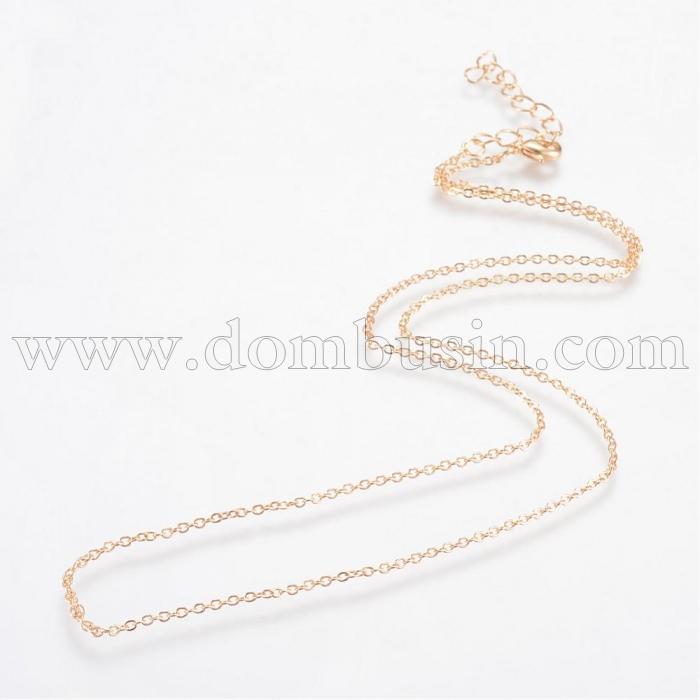 Цепь Якорная, Железная для Ожерелий, Готовая Основа с Застежкой Карабин Лобстер, Спаянная, Цвет: Золото, Длина 45см, (УТ100019513)