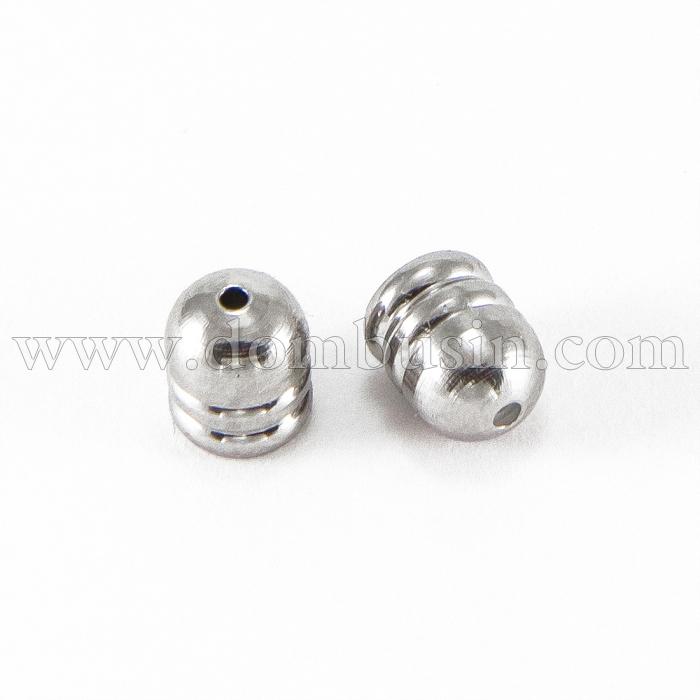 Концевики для Шнура, Нержавіюча Сталь, Розмір: 6х5мм, Внутрішній Діаметр 4мм, Отвір 0.5мм, (УТ100019753)