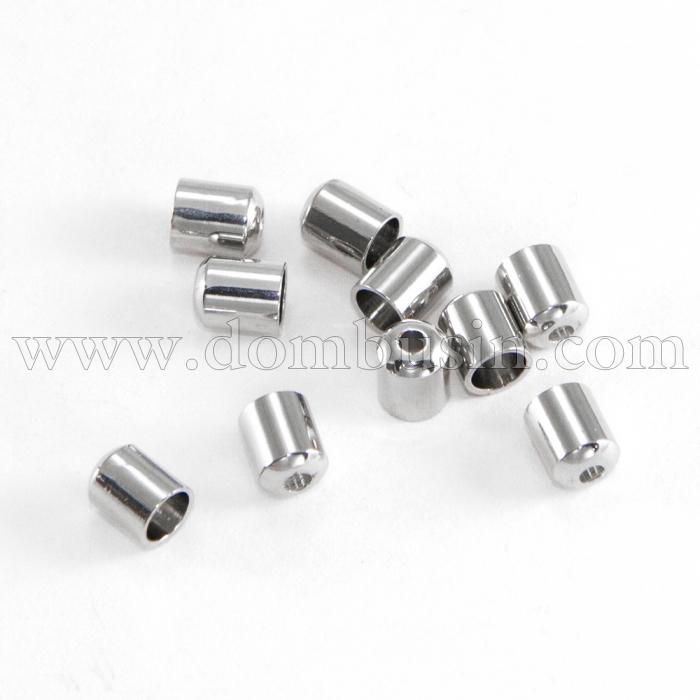 Концевики Для Шнура, Латунь, Колонка, Колір: Платина, Розмір: 5х4мм, Внутрішній Діаметр 3мм, Отв-тя 1мм, (УТ100019758)