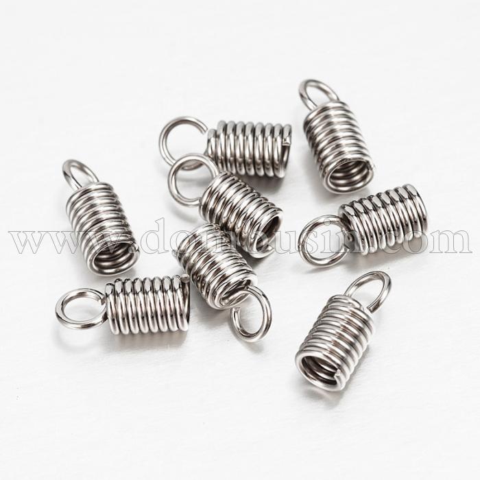 Концевики-Пружинки для Шнура, Нержавіюча Сталь, Розмір: 13х6мм, Внутрішній Діаметр 4.5мм, Отвір 4.5мм, (УТ100019768)