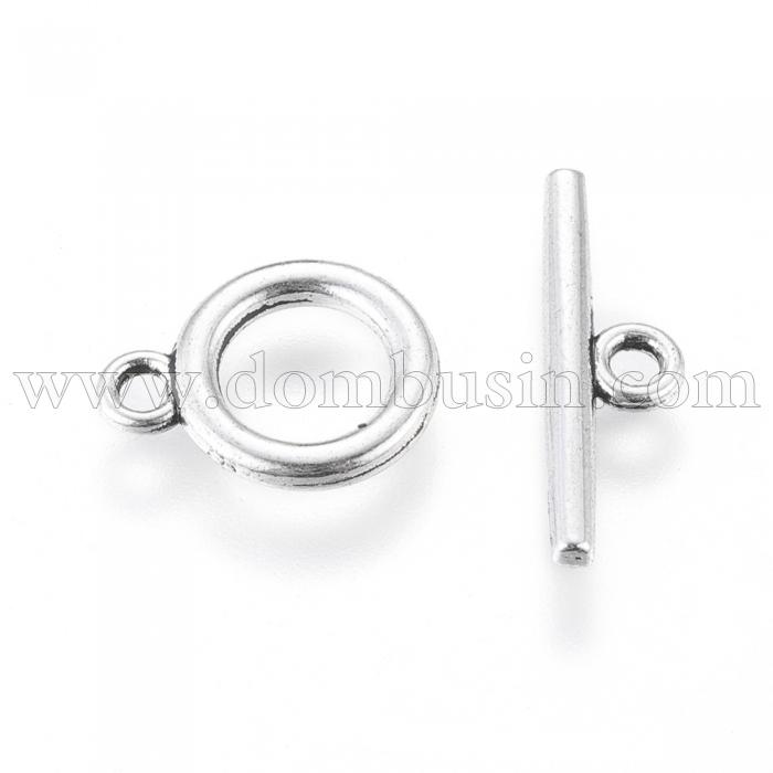 Застібка тогла, Кільце, Сплав, Колір: Античне Срібло, 14х11х2мм, Паличка: 19х5.5х2мм, Отвір 2мм, (УТ100019826)