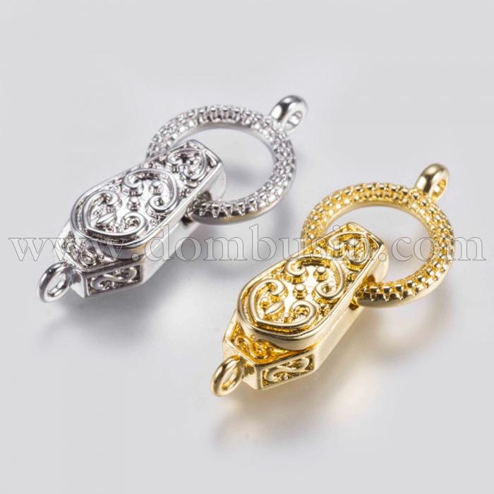 Застібка Магнітна, Латунь, Колір: Мікс, Довжина 31мм, застібка: 19.5х8х5.5мм, Кільце: 16.5х13х2мм, Отвір 1.5мм, (УТ100019847)