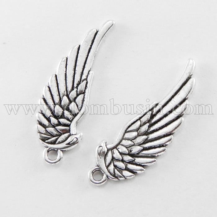 Кулон Крыло, Металл, Цвет: Серебро, Размер: 34х11х2мм, Отверстие 2мм, (УТ100019982)