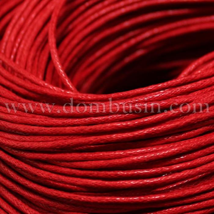 Шнур Вощеный Хлопковый, Цвет: Красный, Размер: Толщина 1.5мм, 60-65м/связка, (УТ000003948)