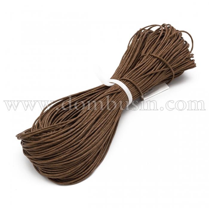 Шнур Вощеный Хлопковый для плетения, Макраме и бижутерии, Сиена, 1.5мм, 7-8 слойный, около 60-65м/связка, (УТ100020717)