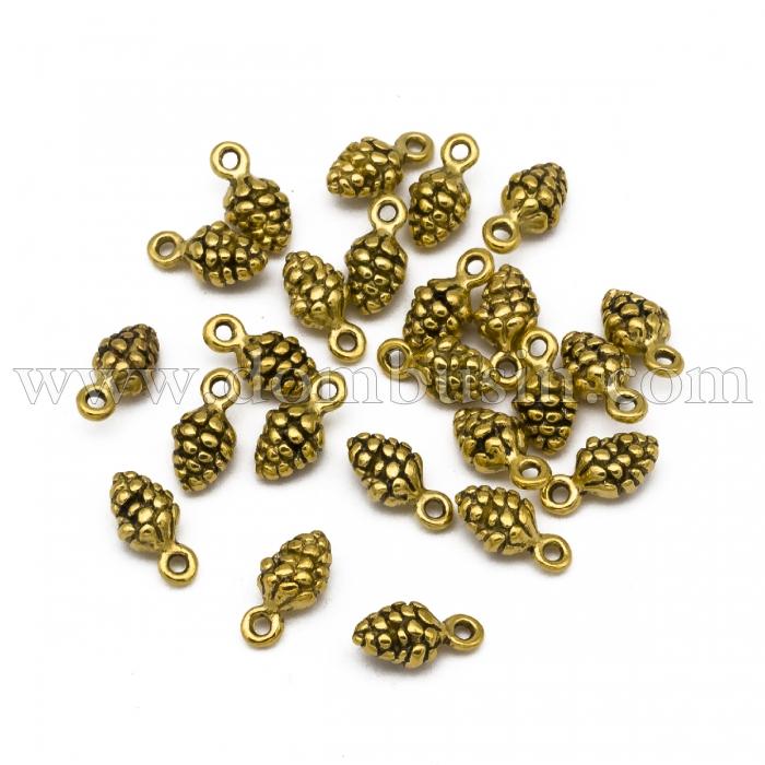 Кулон Соснова Шишка, Метал, Колір: Античне Золото, Розмір: 13x7x5.5мм, Отвір 2мм, (УТ100020725)