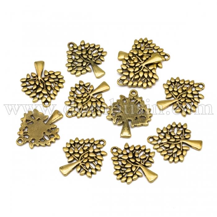 Кулон Дерево, Метал, Колір: Античне Золото, Розмір: 29х23.5х2мм, Отвір 2мм, (УТ100020742)