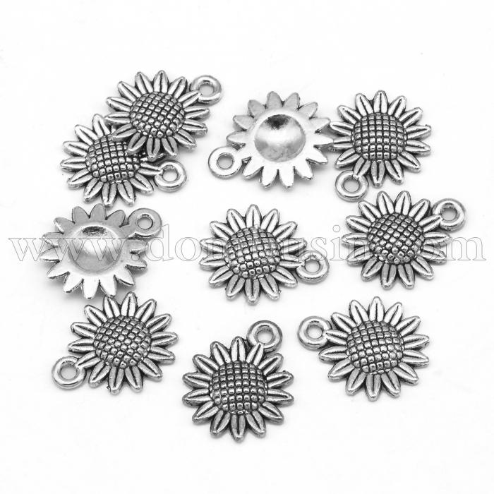 Кулон Цветок, Металл, Цвет: Античное Серебро, Размер: 18.6х15х2.5мм, Отверстие 1.8мм, (УТ100020755)