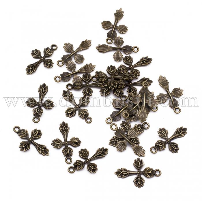 Кулон Крест, Металл, Цвет: Бронза, Размер: 26х16х2мм, Отверстие 3мм, (УТ100020759)