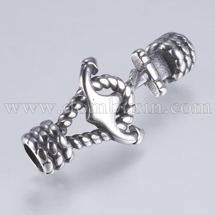 Застежка Анкерная, Нержавеющая Сталь, Якорь, Цвет: Античное Серебро, Размер: 37х16х8мм, Отв-тие 5мм, (УТ100020770)