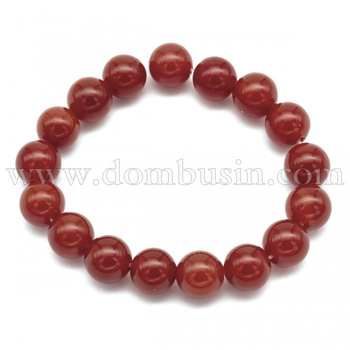 Бусины Натуральный Красный Агат/Сердолик, класс А, На нитях, Круглые, Цвет: Красный, Размер: 12мм, Отв. 1мм, около 16шт/20см/нить, (УТ100020779)