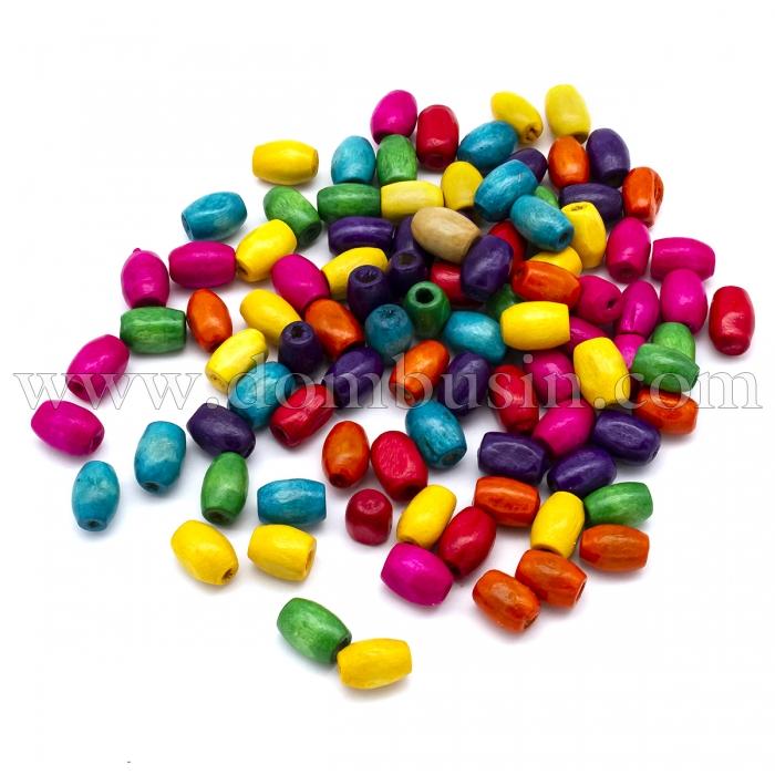 Бусины Деревянные, Окрашенные, Овальные, Цвет: Микс, Размер: 8x5~6мм, Отверстие 2мм, около 550шт / 50г(УТ100020780)