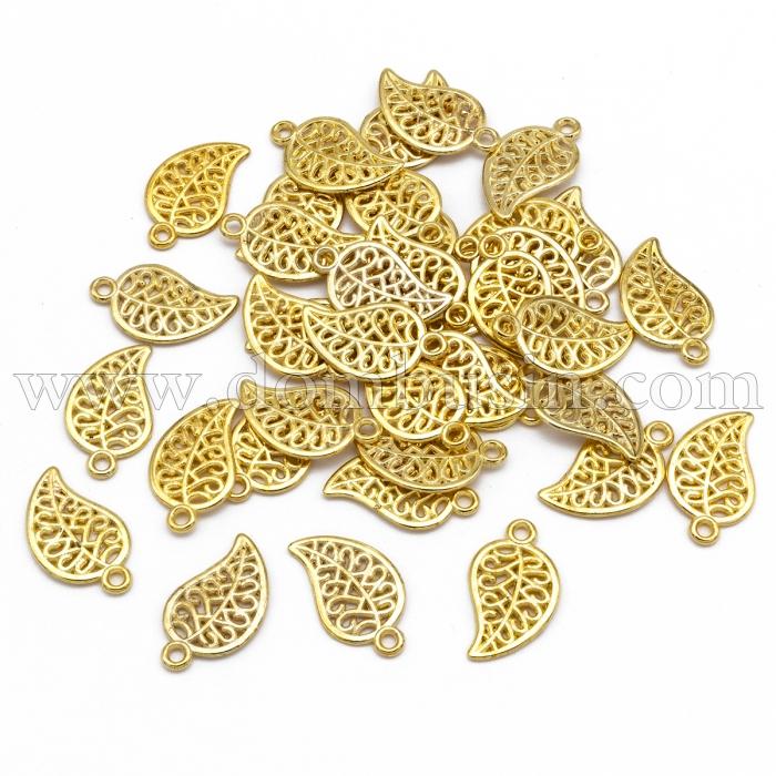 Кулон Лист, Металл, Цвет: Золото, Размер: 18х10х1мм, Отверстие 1.5мм, (УТ100020861)