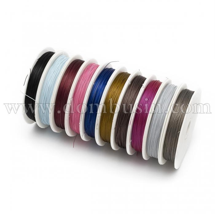 Тросик Ювелирный Сталь 0.38мм/50м, Микс 10 цветов, 0.38мм, 10катушек/набор, около 50м/катушка, (УТ100020874)