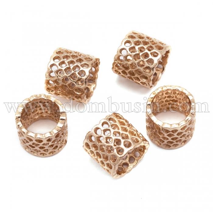 Бусины Филигранные, Латунь, Трубка, Цвет: Розовое Золото, Размер: 8.5x9мм, Отверстие 7мм, (УТ100020999)