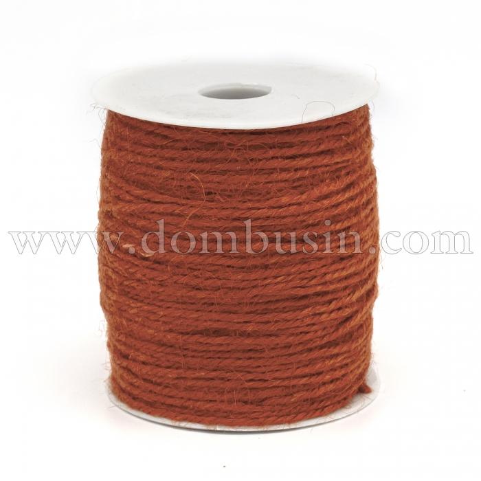 Бечевка Декоративная, Джутовый Пеньковый Шнур, Цвет: Красно-оранжевый, Размер: 2мм, около 100м/катушка, (УТ100021027)