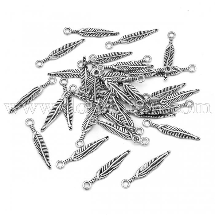 Кулон Перо, Метал, Колір: Античне Срібло, Розмір: 29х5х2мм, Отвір 2мм, (УТ000000490)