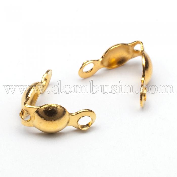 Каллоты из Железа, Зажимы концевики, раковина, Цвет: Золото, Размер: 7.5х4мм, Диаметр внутри 3мм, Отв. 1мм, (БА000001799)