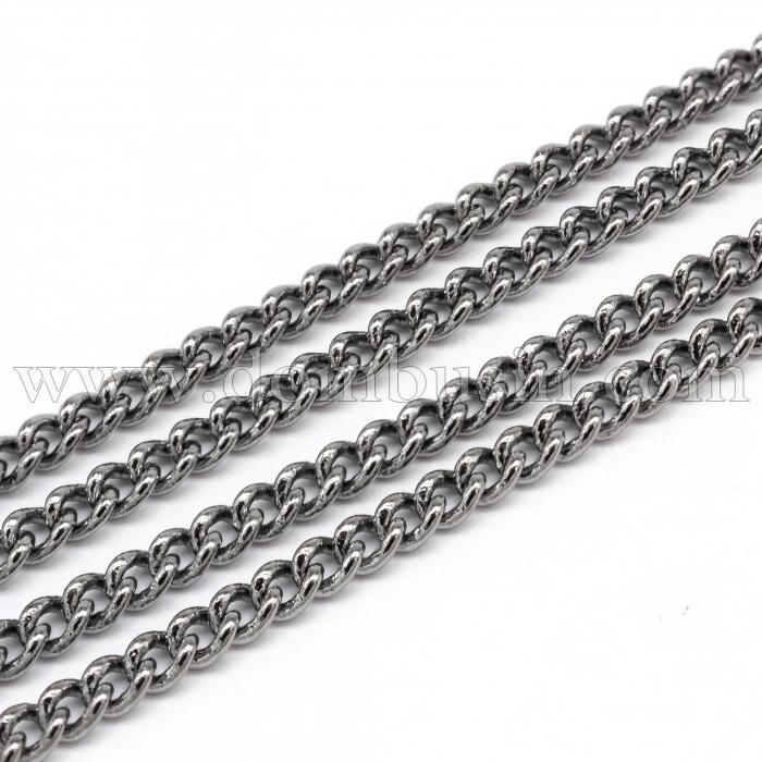 Ланцюг з Латуні, Вита, Колір: Збройна Сталь, Ланка: 2.5х2мм, Товщина 0.5мм, (УТ100021099)