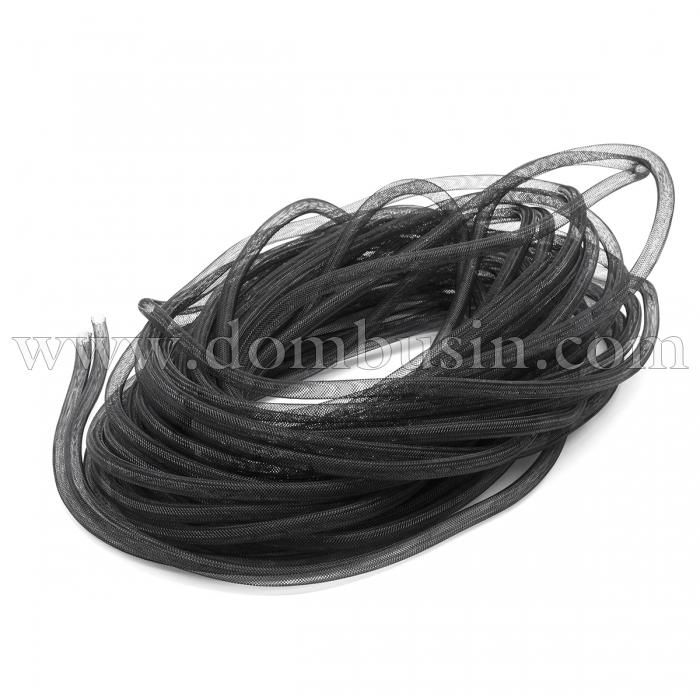 Шнур Сетка Бижутерная, Пластик, Цвет: Черный, Размер: 16мм, около 25м/связка, (УТ100021116)