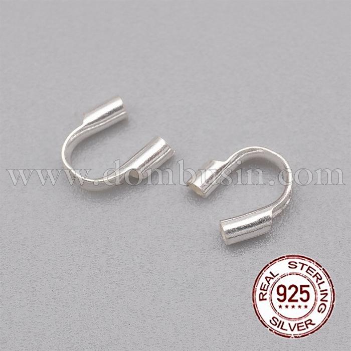 Серебро 925 Зажим Протектор для Проволоки и Тросика, 5х5х2мм, Ответстие 0.6мм, (УТ100021190)