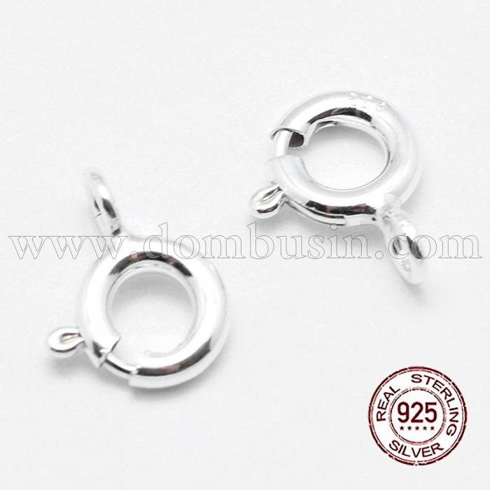 Срібло 925 Застібка, Карабін-Кільце Пружинне, Колір: Срібло, Розмір: 9х6х1.5мм, Отвір 3мм, (УТ100021579)