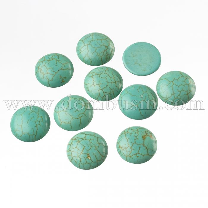 Кабошони Синтетичні Бірюза, Круглі, Колір: Бірюзовий, Розмір: 20х7мм, (УТ100022362)