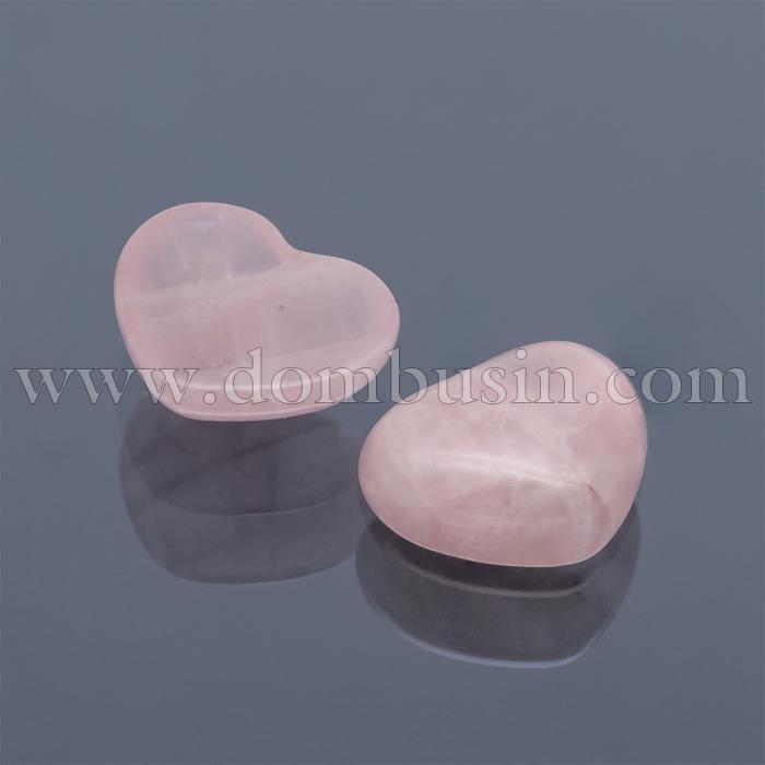 Кабошоны Натуральный Розовый Кварц, Сердце, Размер: 15х18x6мм (УТ100022386)