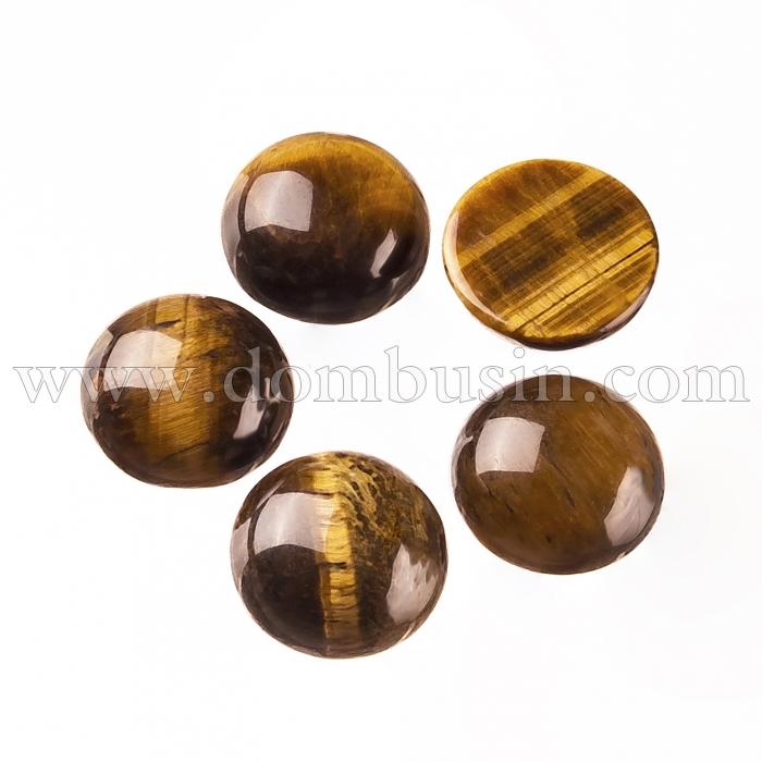 Кабошони Натуральний Тигровий Око, Напівкруглі, Колір: Коричневий, Розмір: 12x5мм (УТ100022427)