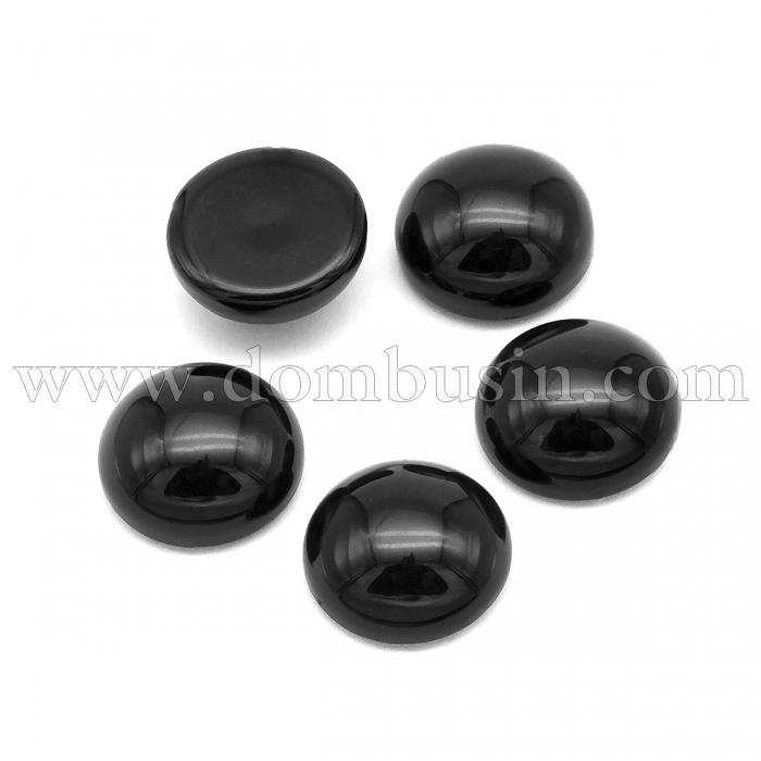 Кабошони Натуральний Чорний Агат, Напівкруглі, Колір: Чорний, Розмір: 6x3 ~ 4 мм (УТ100022437)