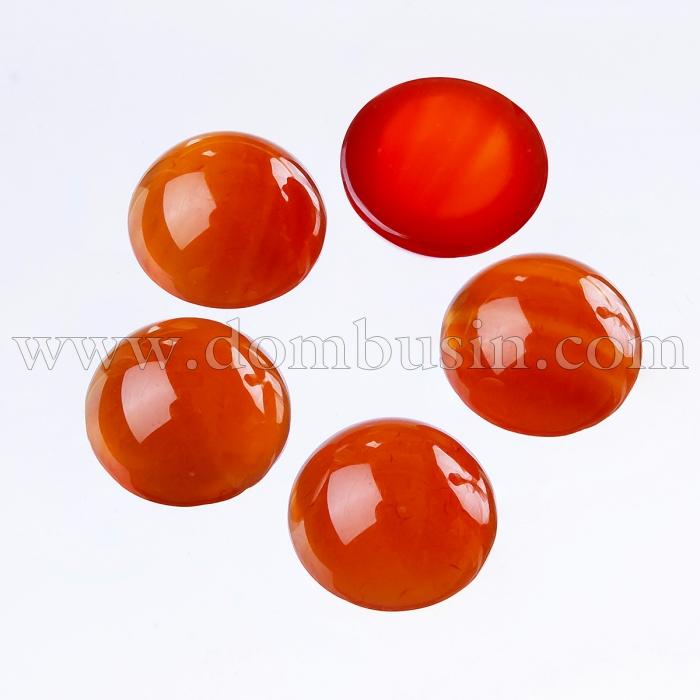 Кабошони Натуральний Червоний Агат, Напівкруглі, Колір: Червоний, Розмір: 6x3 ~ 4 мм (УТ100022438)