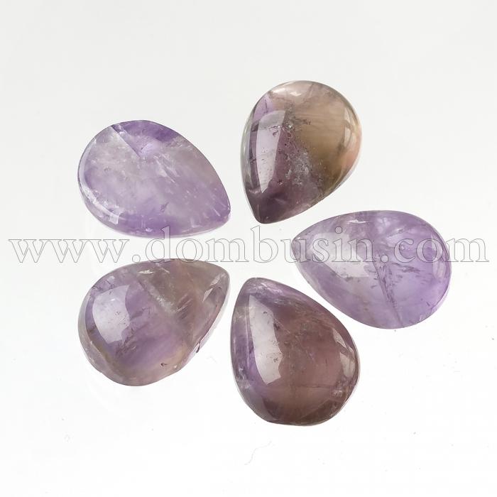 Кабошони Натуральний Аметист, Крапля, Незабарвлені, Колір: Фіолетовий, Розмір: 8x6x3мм (УТ100022520)