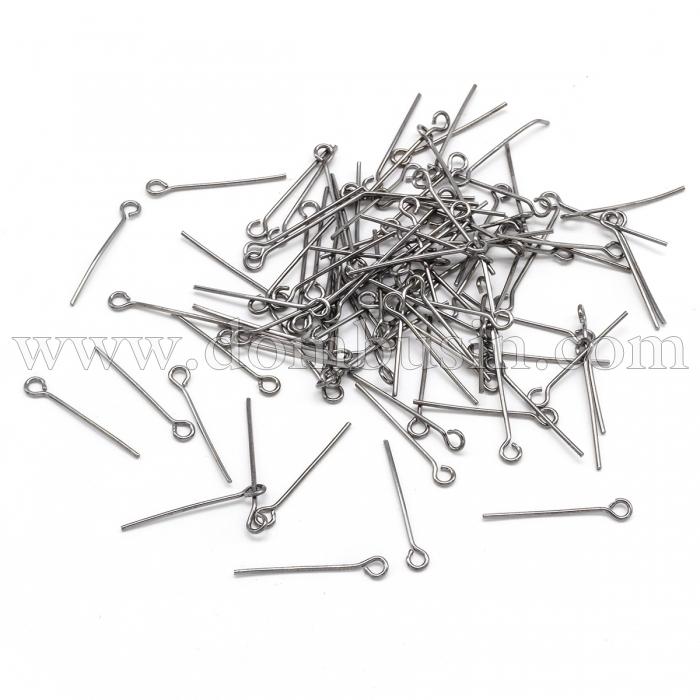 Піни з колечком, Латунь, Колір: Збройна Сталь, Розмір: 20х0.7мм, Отв-тя 2 мм, 50г / близько 700шт, (УТ100022551)