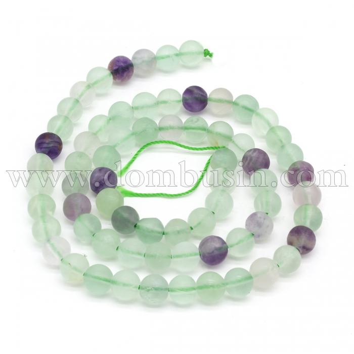 Бусины Натуральный Флюорит На нитях, Круглые, Цвет: Микс, Размер: 6-7мм, Отверстие: 1мм, около 60-67шт/40см/нить, (УТ100022752)