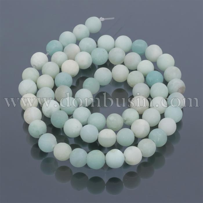Бусины Натуральный Амазонит, На нитях, Класс А, Круглые, Морозный Стиль, Голубой, Диаметр: 6мм, Отверстие 1мм, около 63шт/39см/нить (УТ100022863)