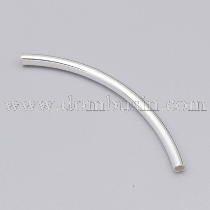 Серебро 925 Бусины-Трубочки, Цвет: Серебро, Размер: 50х3мм, Отверстие 1.7мм, (УТ100022896)