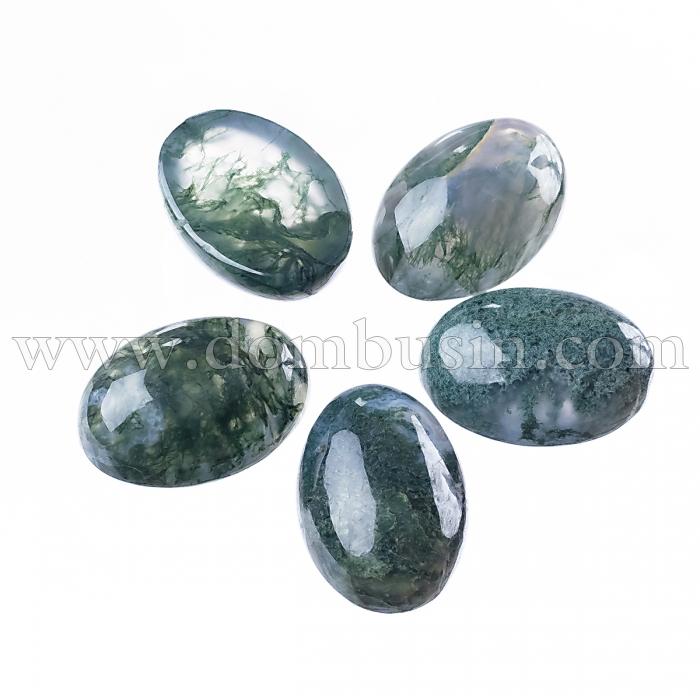 Кабошоны Натуральный Моховой Агат, Овальные, 14х10х5мм (УТ100023169)