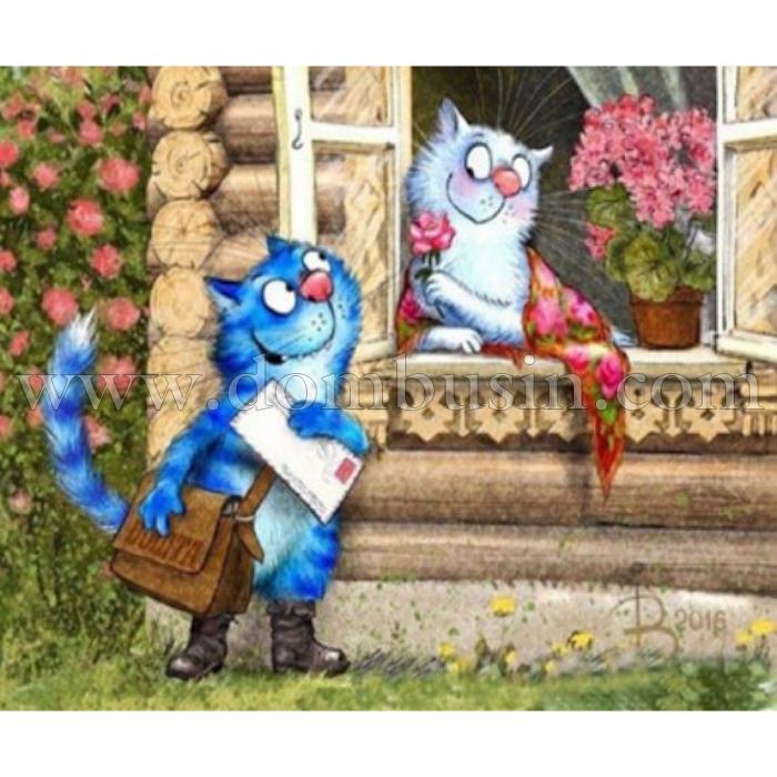 Картина по номерам "Кот почтальон", Холст на Деревянном подрамнике, Акриловые Краски, Кисти, Размер: 30х40см, (УТ100023234)